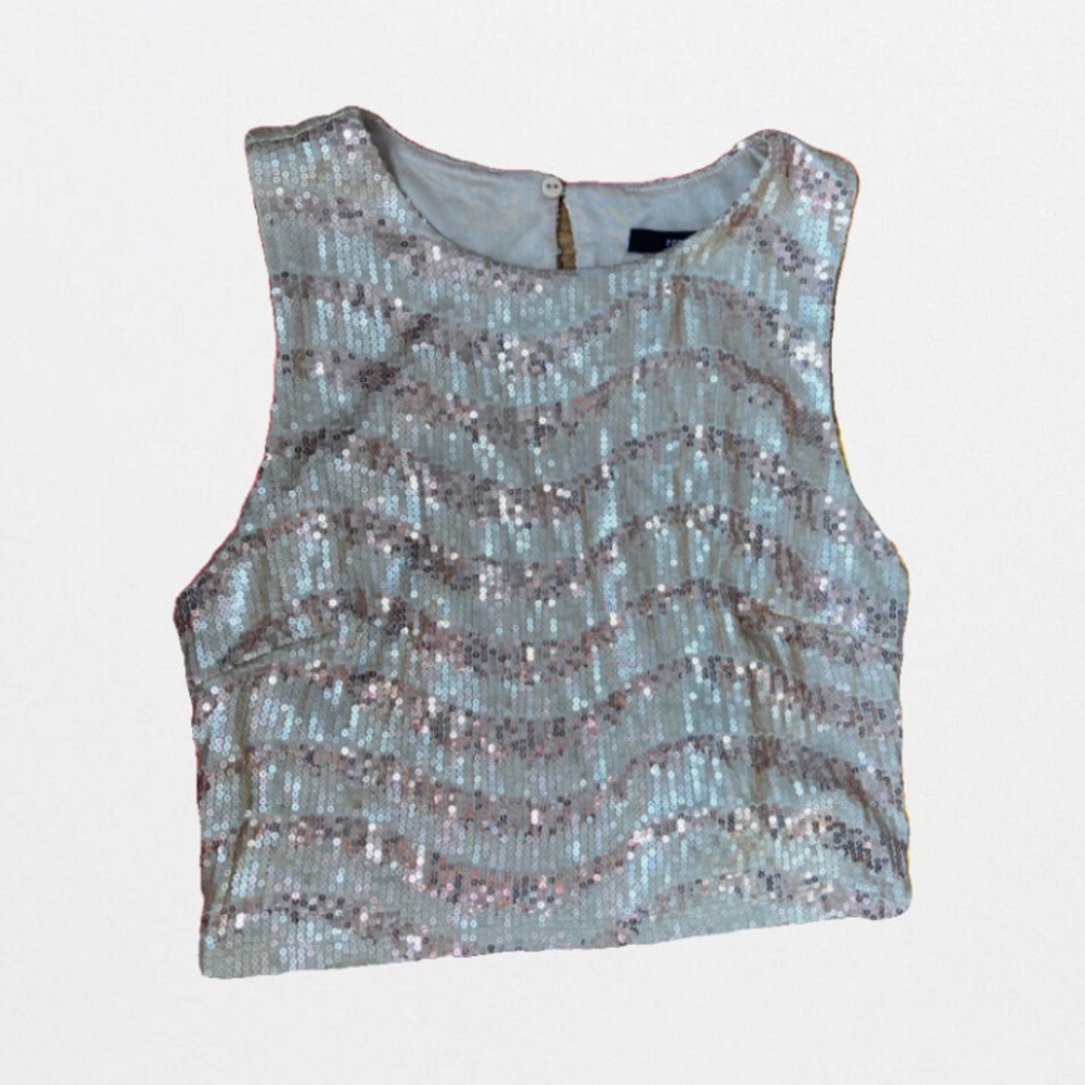 🖤70s disco vibe gold sequins crop tank top